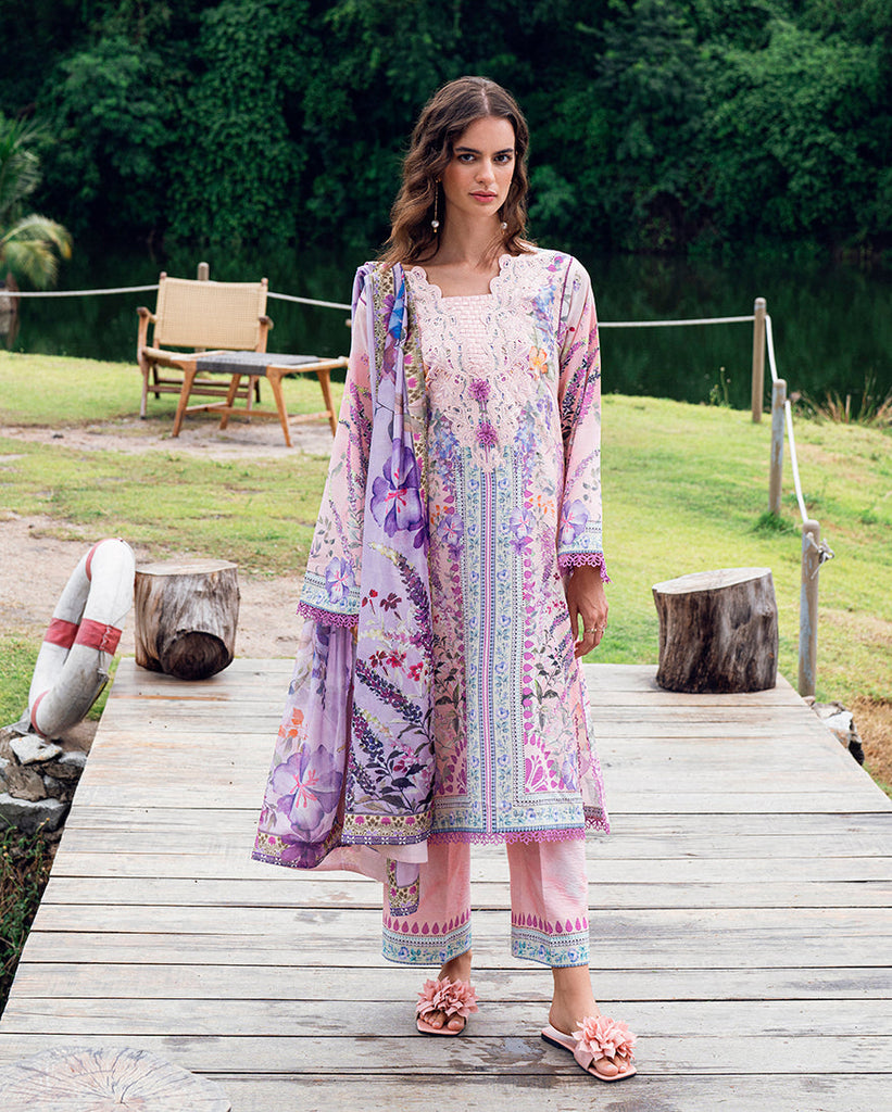 Roheenaz Garden Veal Printed Lawn – Lilac Dust