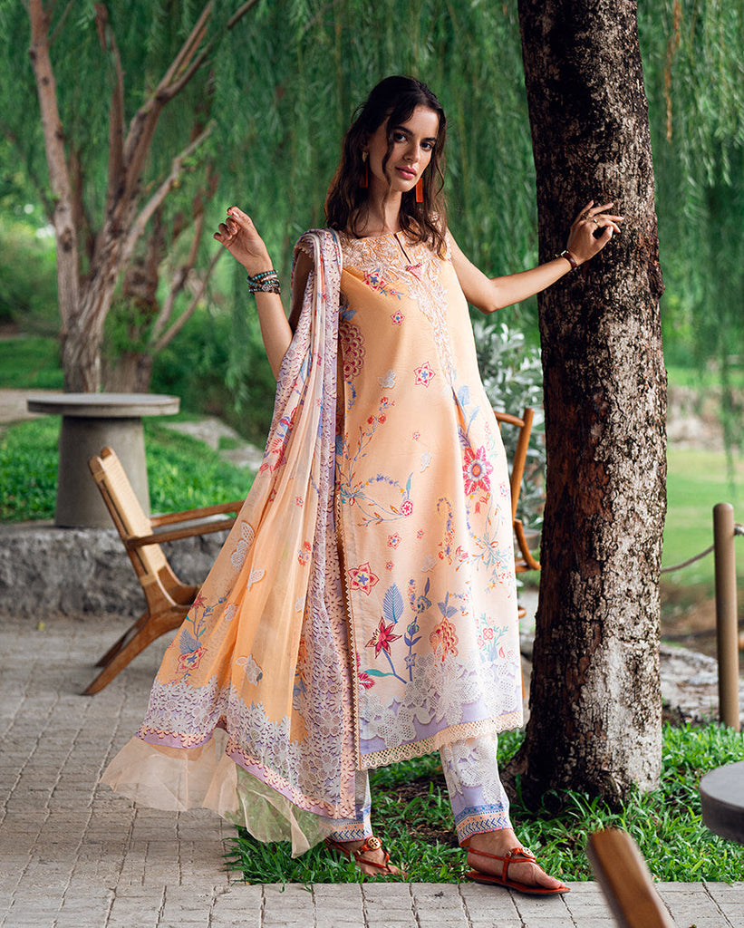Roheenaz Garden Veal Printed Lawn – Coral Whim