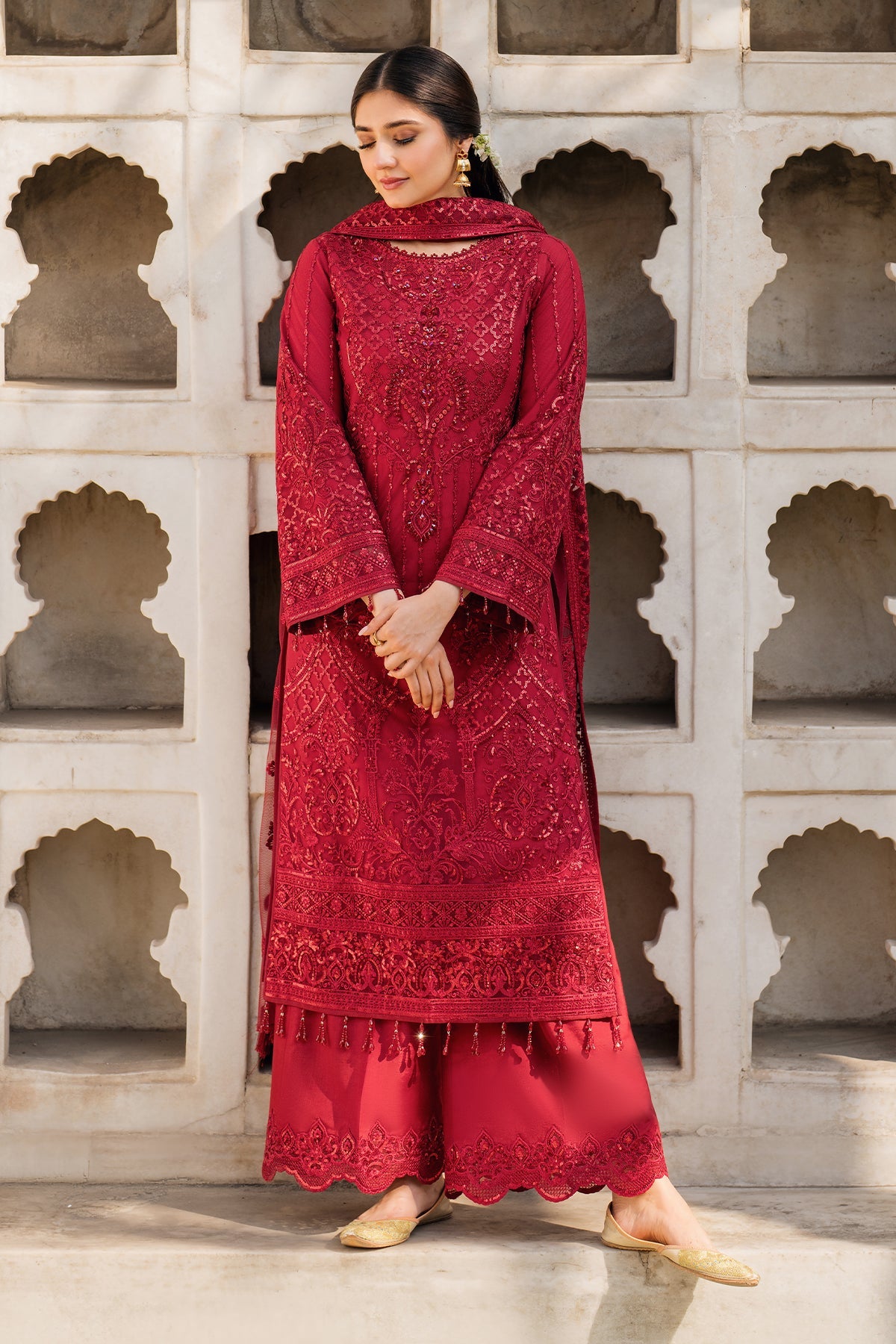 Imrozia Meeras Ruby Red Net Pakistani Suit for Eid | Formal Wear YourLibaas Imrozia Meeras Ruby Red Net Pakistani Suit for Eid | Formal Wear YourLibaas
