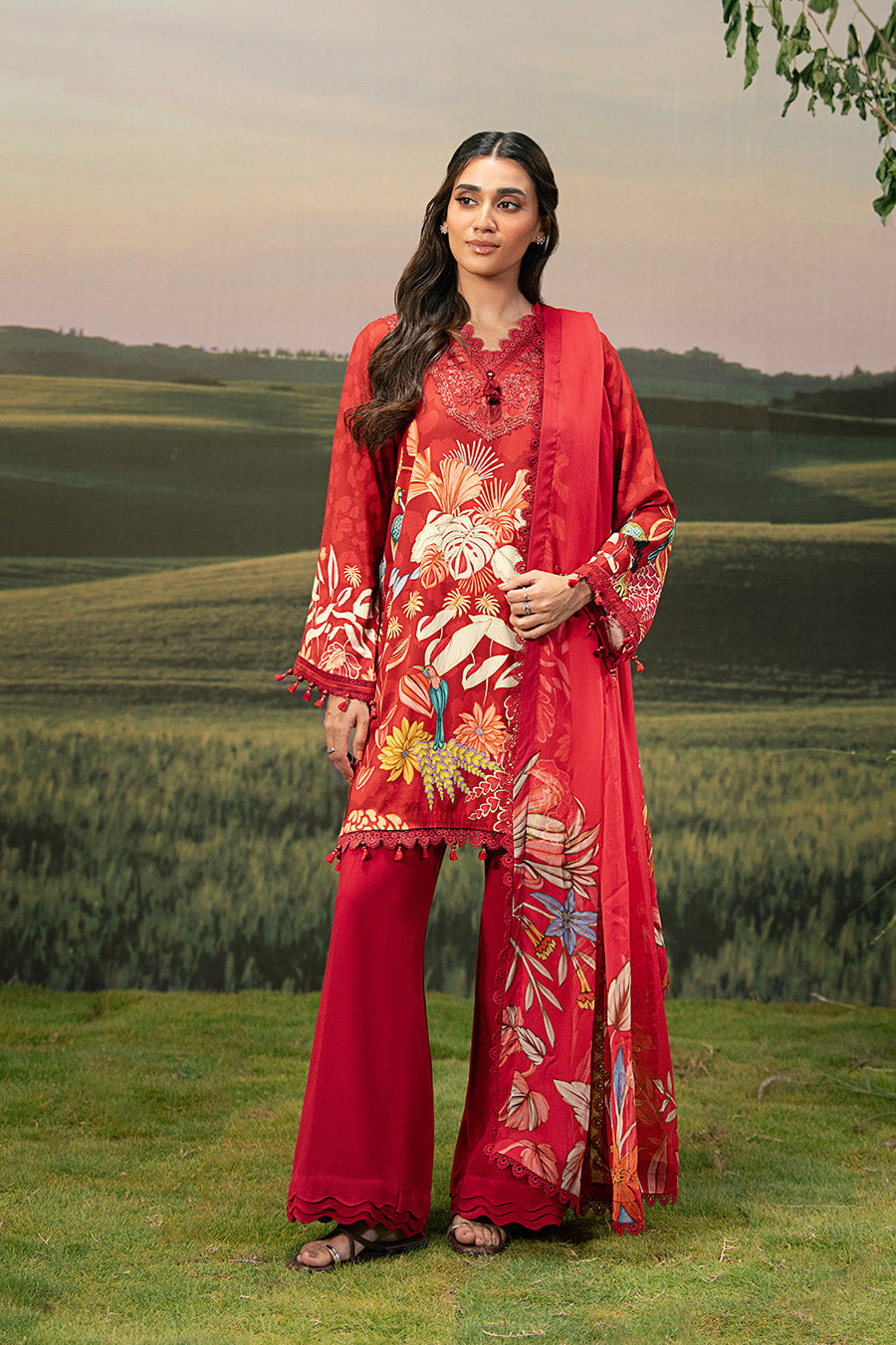 Maria B Red Arabic Lawn Suit | Pakistani Dress for Summer Festive Wear YourLibaas Maria B Red Arabic Lawn Suit | Pakistani Dress for Summer Festive Wear YourLibaas