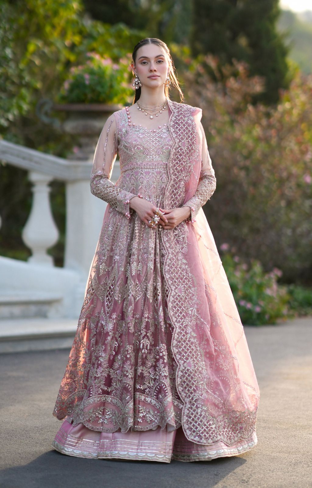 Pink Embroidered Net Pakistani Dress | Inayat Luxury Wedding Wear ELVA YourLibaas Pink Embroidered Net Pakistani Dress | Inayat Luxury Wedding Wear ELVA YourLibaas