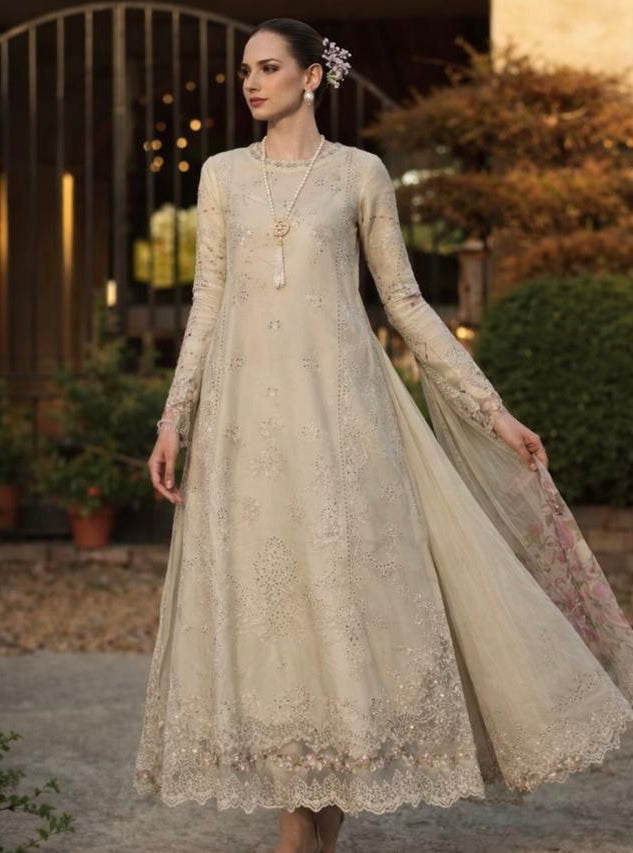 Saadia Asad Luxury Eid Schiffli Laserkari Lawn – D2 - B - Aloura