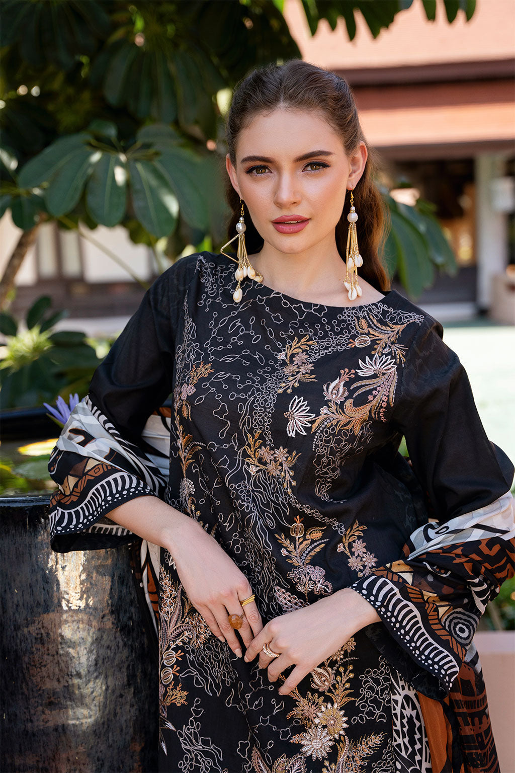 Ramsha Ghazal G-303: Black Embroidered Lawn Pakistani Suit for Summer YourLibaas Ramsha Ghazal G-303: Black Embroidered Lawn Pakistani Suit for Summer YourLibaas