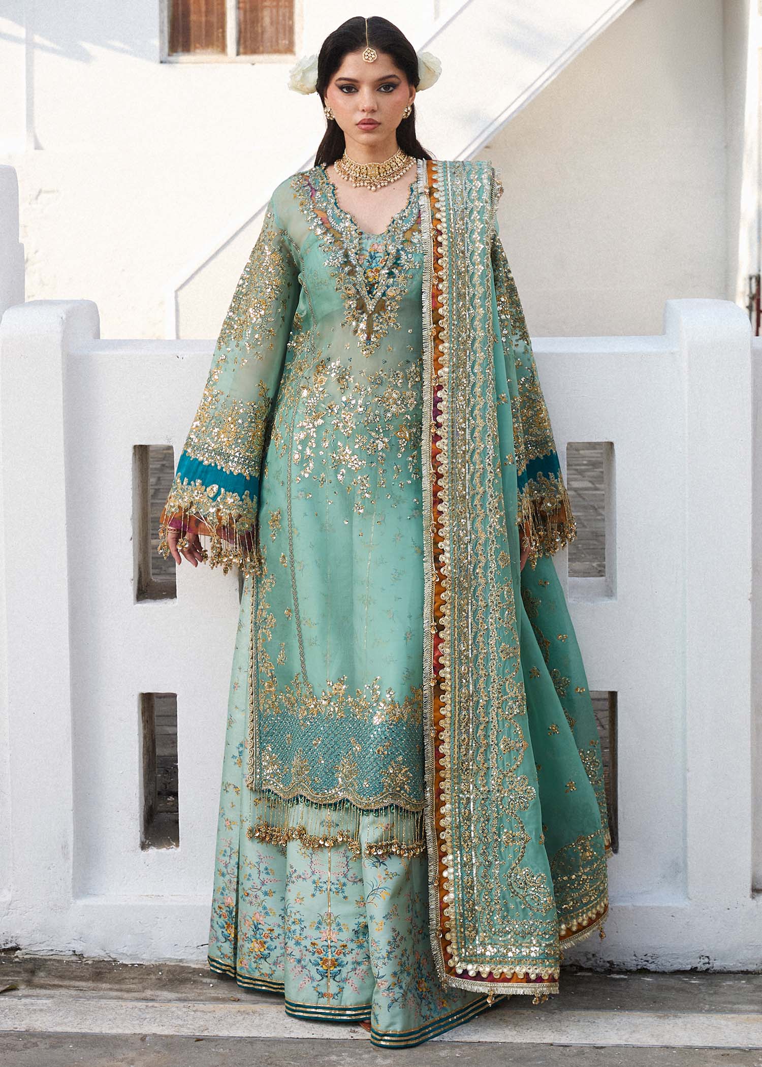 hussain rehar green dress Hussain Rehar Bottle Green Luxury Bridal Collection Indian Raw Silk Maxi Replica
