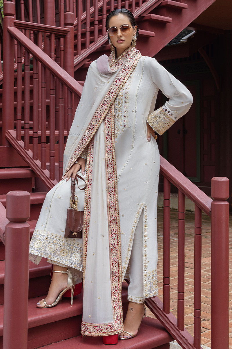 Mushq Elnaz Off White Silk Pakistani Dress | Luxury Embroidered Wedding Wear YourLibaas Mushq Elnaz Off White Silk Pakistani Dress | Luxury Embroidered Wedding Wear YourLibaas