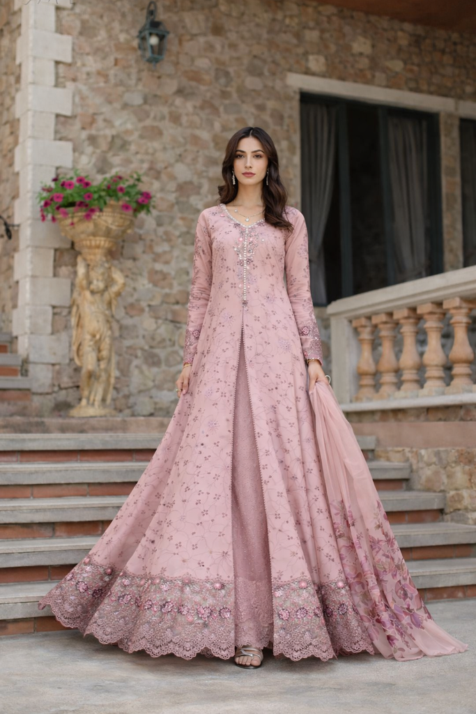 Saadia Asad Luxury Eid Schiffli Laserkari Lawn – D1 - B - Sorina