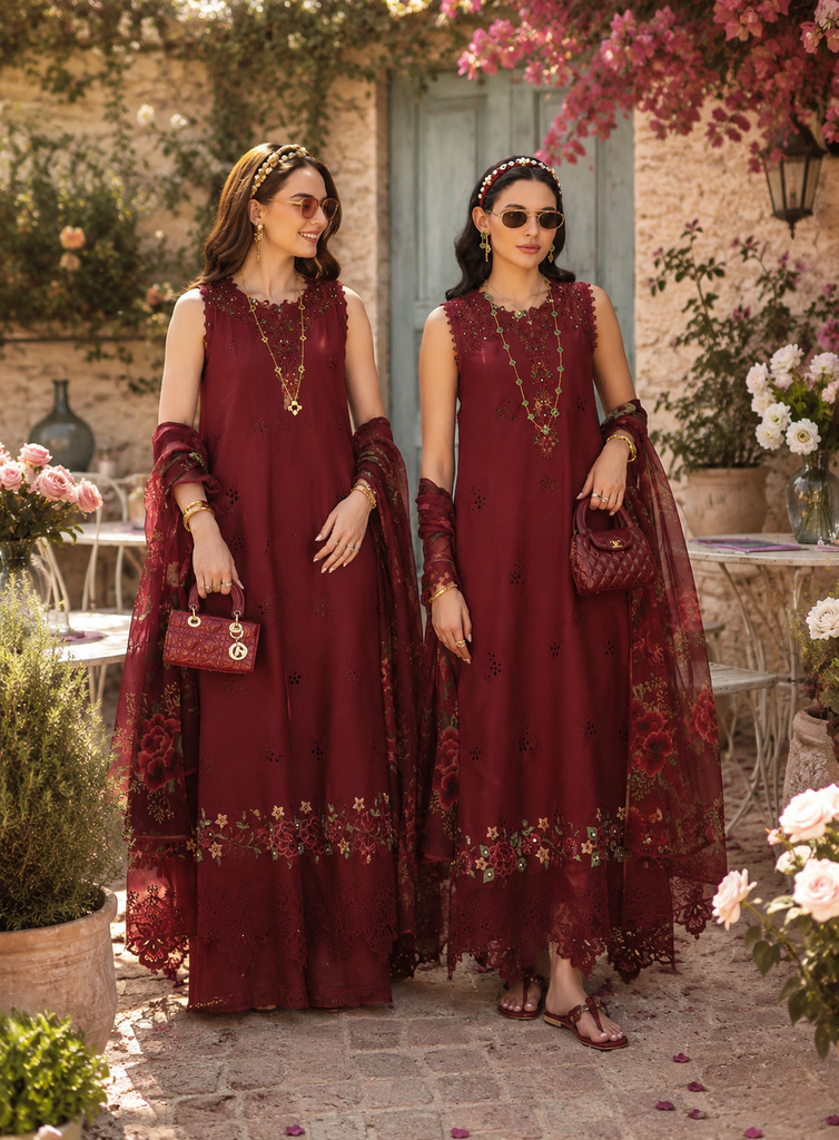 Saadia Asad Noor Eid Printskhas Lawn – D14 –  Ruby  Royale