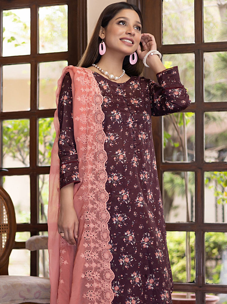 Identic Separates Lawn Collection with Chiffon Cutwork Dupatta Vol-2  – D-04