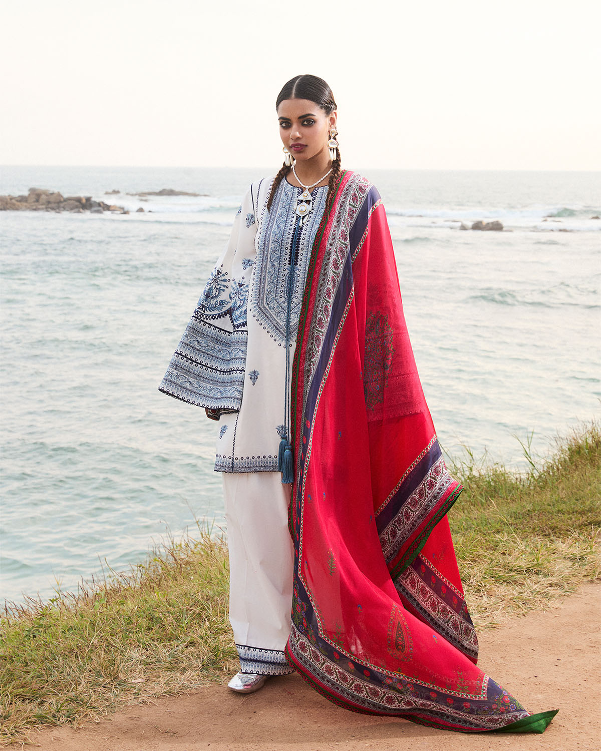 Jugnu by Hussain Rehar Tawi: Off White Pakistani Lawn Suit for Spring ...