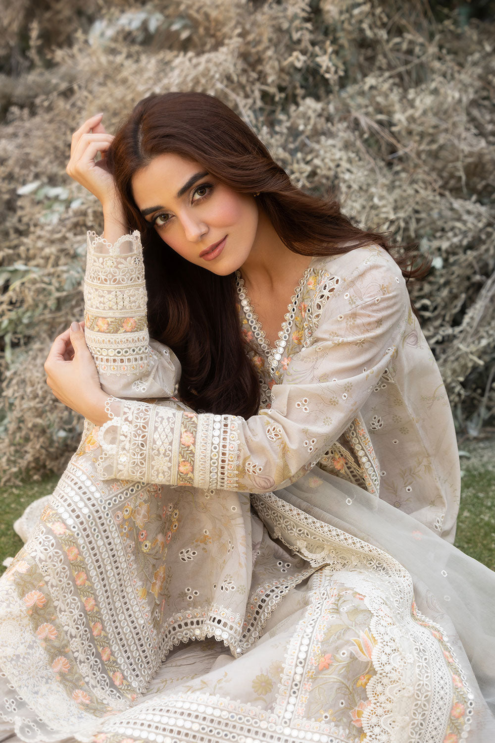 Sobia Nazir Summer Luxury Lawn Suit - Design 13B - Off White Pakistani Dress YourLibaas Sobia Nazir Summer Luxury Lawn Suit - Design 13B - Off White Pakistani Dress YourLibaas