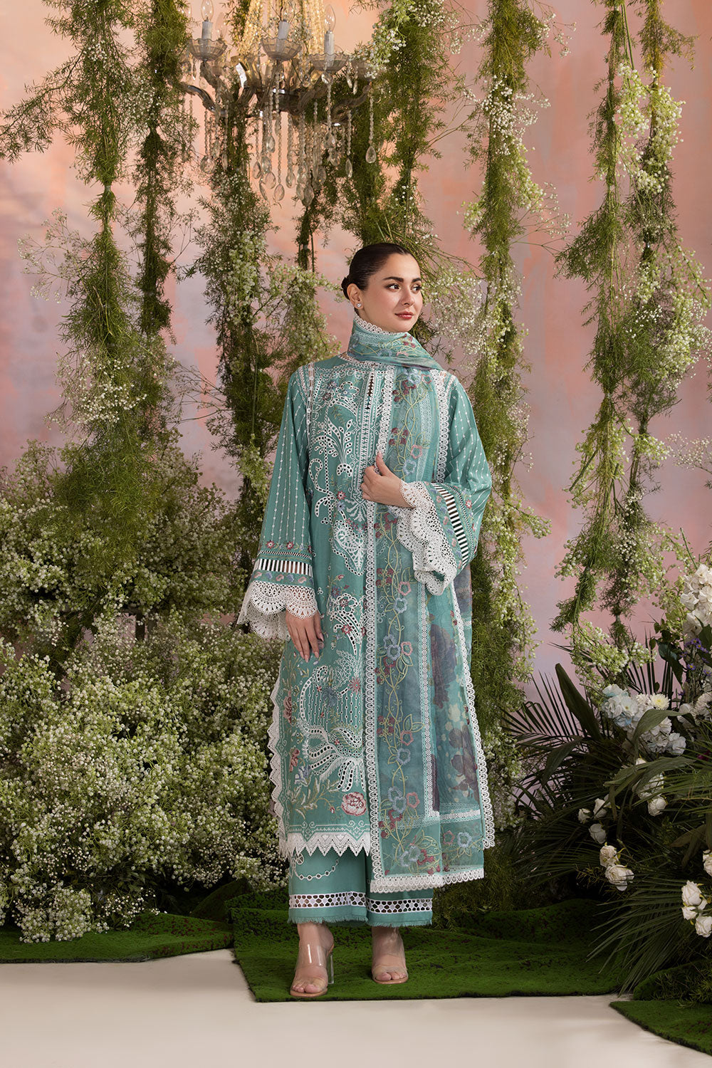 Sobia Nazir Sea Green Pakistani Lawn Suit Design 5B | Perfect for Mehndi YourLibaas Sobia Nazir Sea Green Pakistani Lawn Suit Design 5B | Perfect for Mehndi YourLibaas