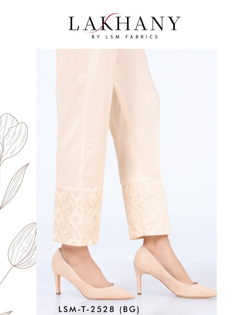 LSM Lakhany 1 Piece Embroidered Cambric Pret Trousers – 2528-BG