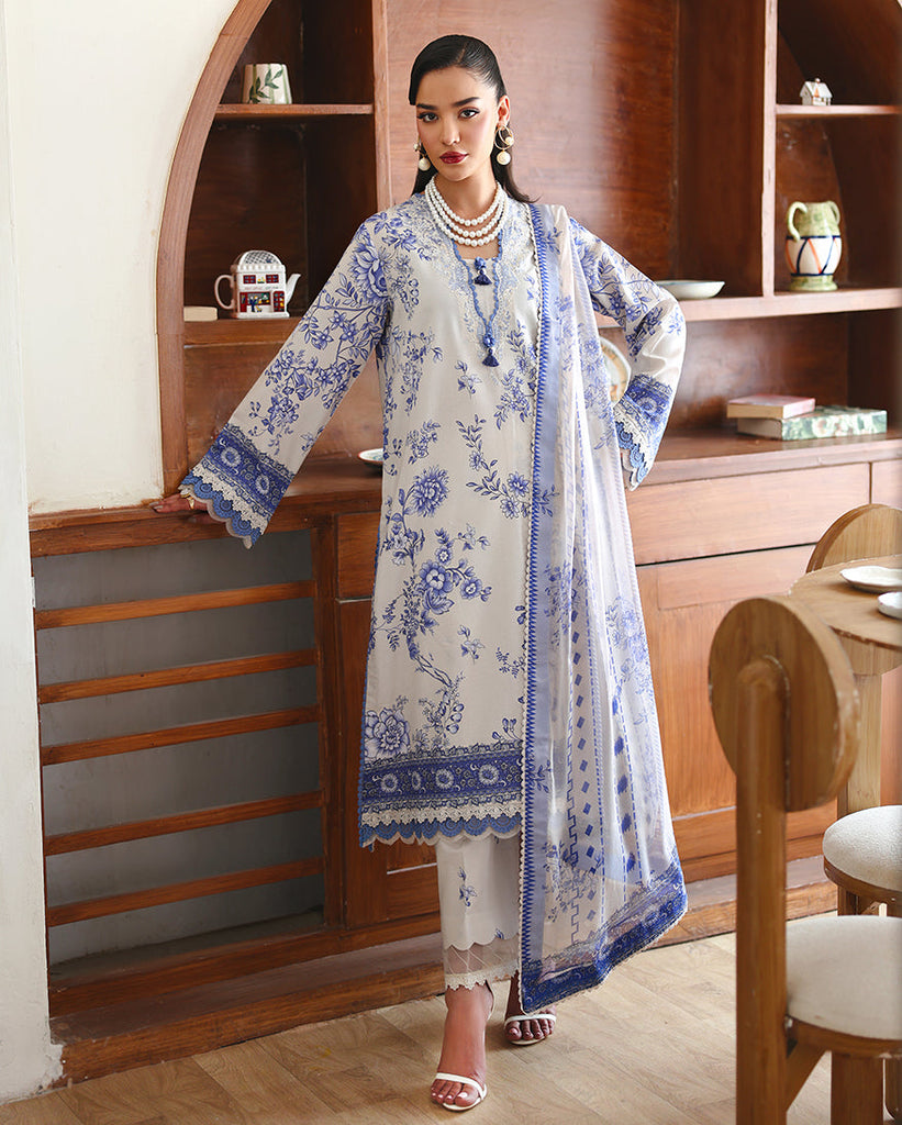 Roheenaz Eclat Garden Printed Lawn – Lilac bloom