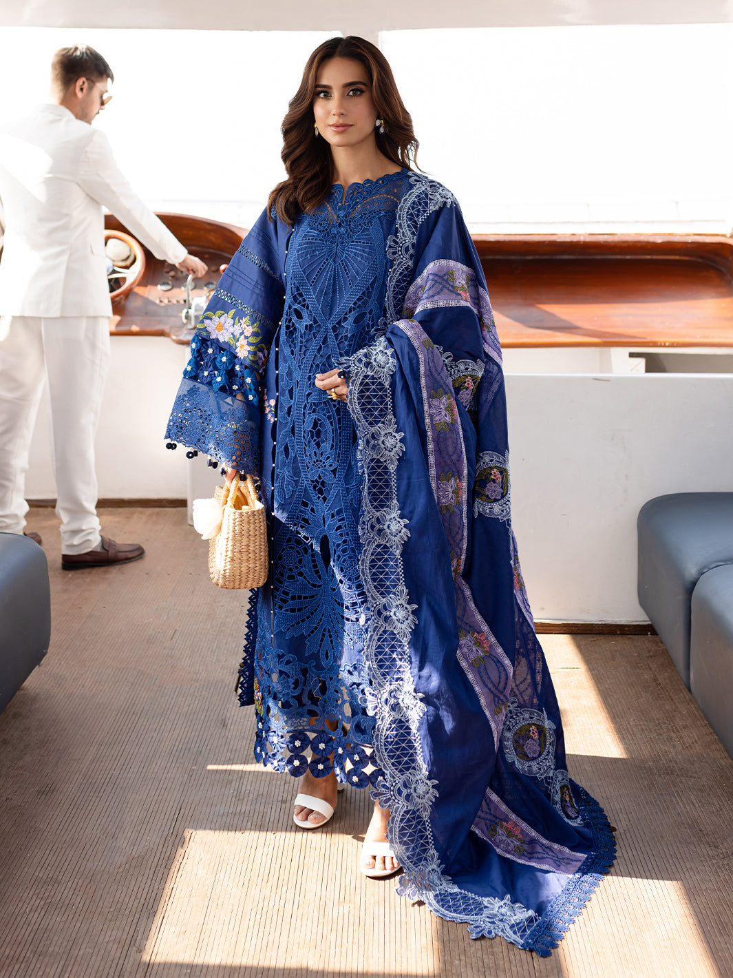 iqra aziz blue dress Iqra Aziz celebrates Eid gorgeously dressed in @FaizaSaqlain wearing an electric blue sharara and shirt paired with embellished sheer odhni #FaizaSaqlain #Eidulfitr #Designer #Festivewear