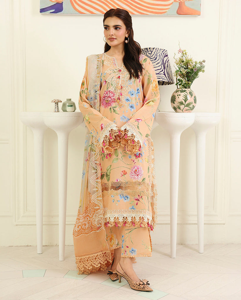 Roheenaz Petals in Print Lawn – Magnolia Mist