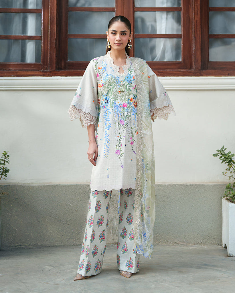 Roheenaz Whispered Florals Lawn – Pale Peony
