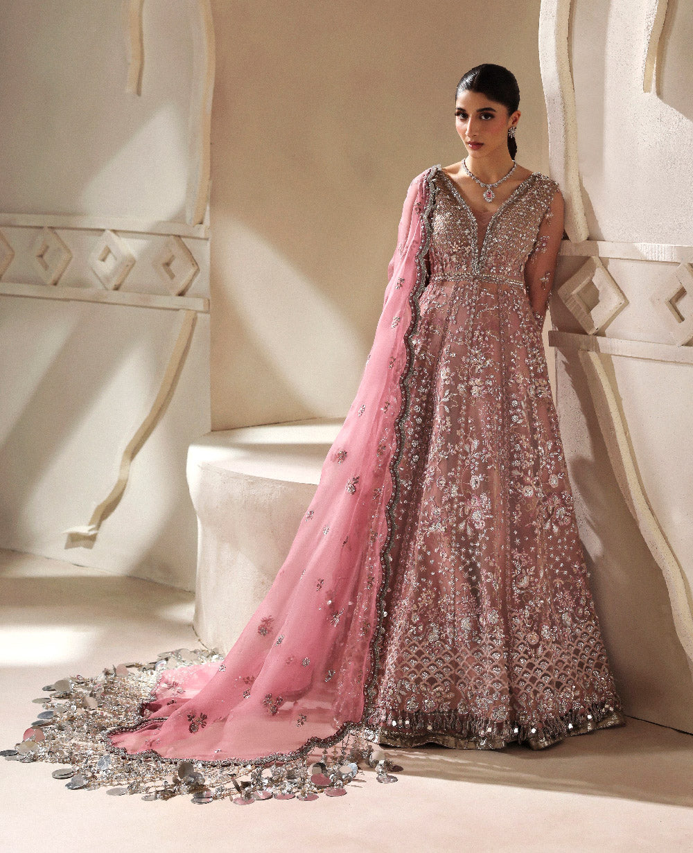 Dusty Peach Organza Pishwas | Pakistani Wedding Wear Formal Suit YourLibaas Dusty Peach Organza Pishwas | Pakistani Wedding Wear Formal Suit YourLibaas
