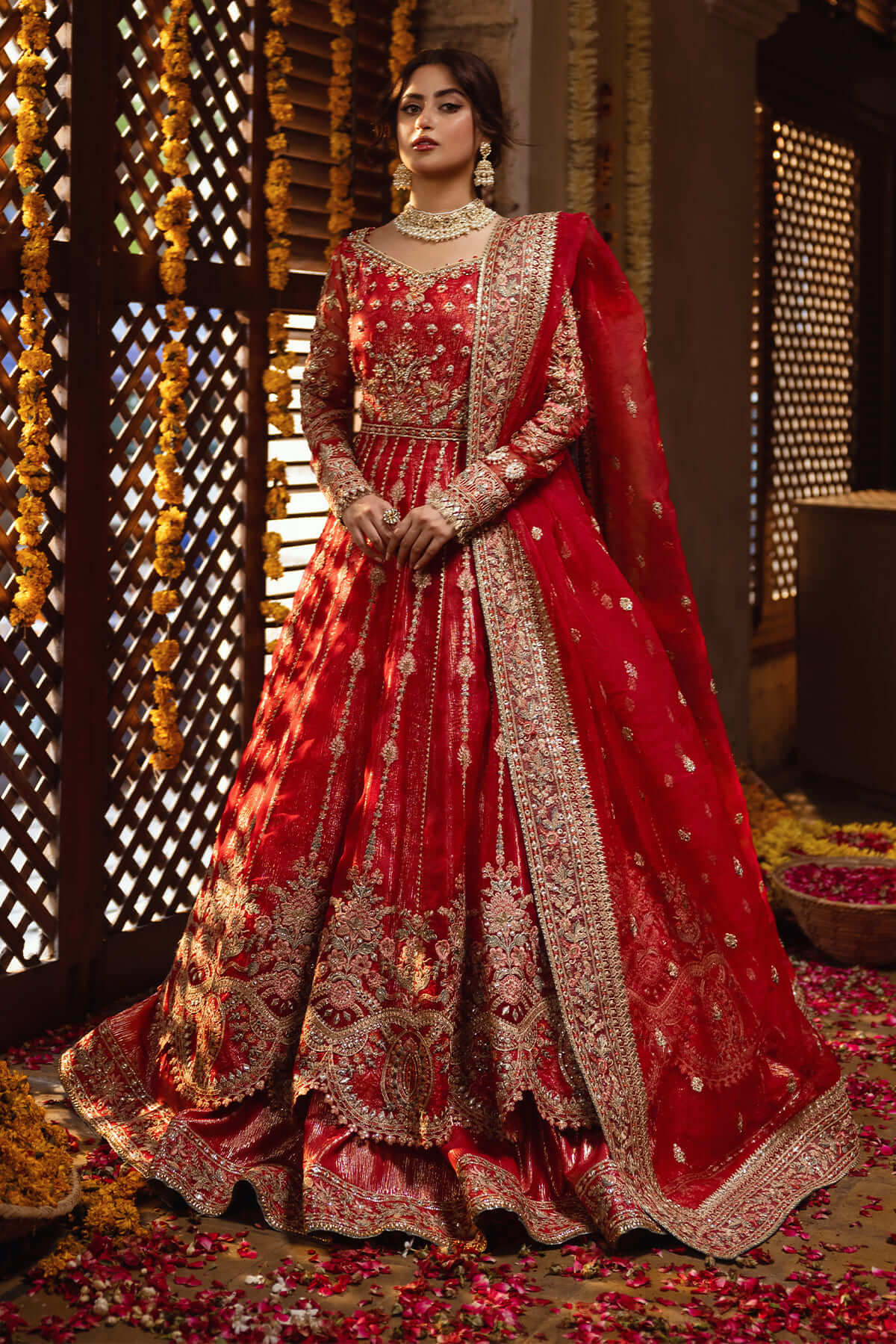 Serene X Sajal Aly SB-30 Mairaj Red Bridal Pakistani Suit