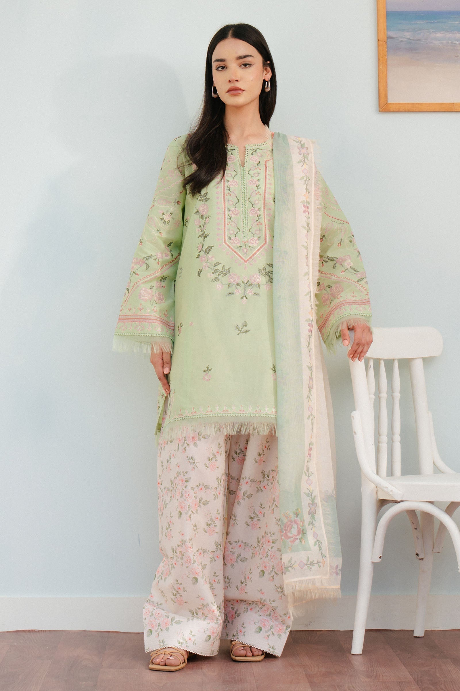 Zara Shahjahan Serene-2A: Pistachio Green Pakistani Lawn Suit | Perfect for Mehndi YourLibaas Zara Shahjahan Serene-2A: Pistachio Green Pakistani Lawn Suit | Perfect for Mehndi YourLibaas
