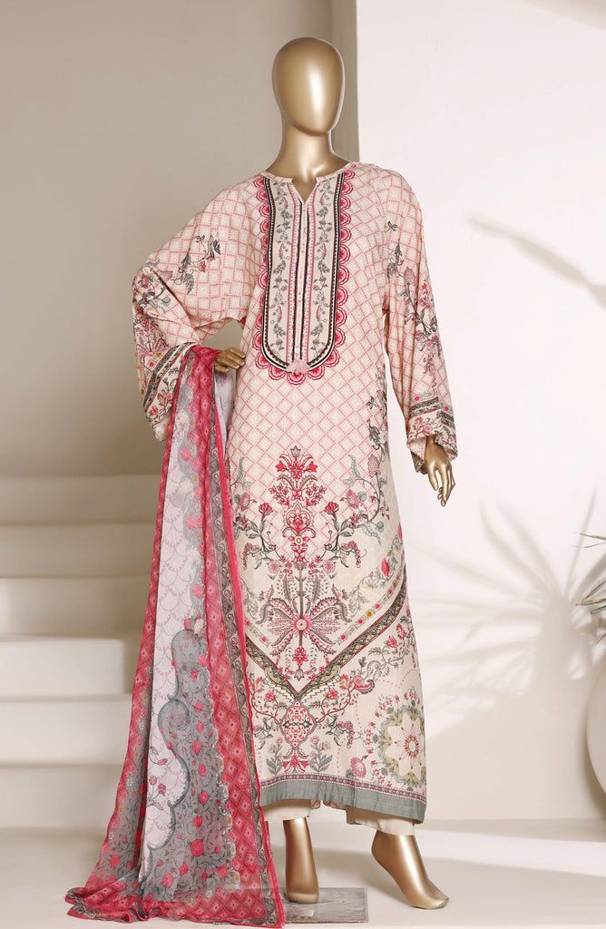 Sadabahar Printed Viscose Stitched RTW – D-01 - Pink