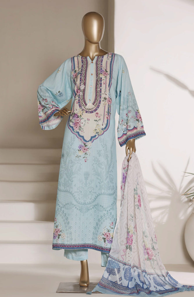 Sadabahar Printed Viscose Stitched RTW – D-02 - Blue