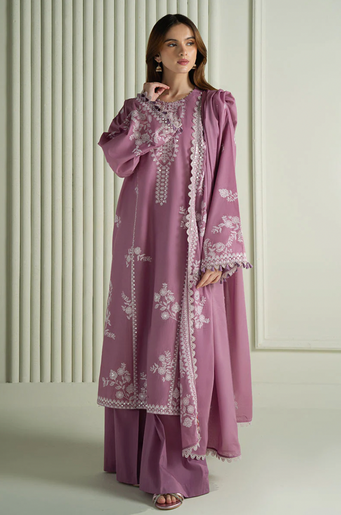 Cross Stitch Mahiri – Orchid Glaze - 3pc Embroidered Lawn Suit