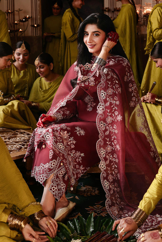 Cross Stitch Festive – Crimson Drape - Embroidered Lawn