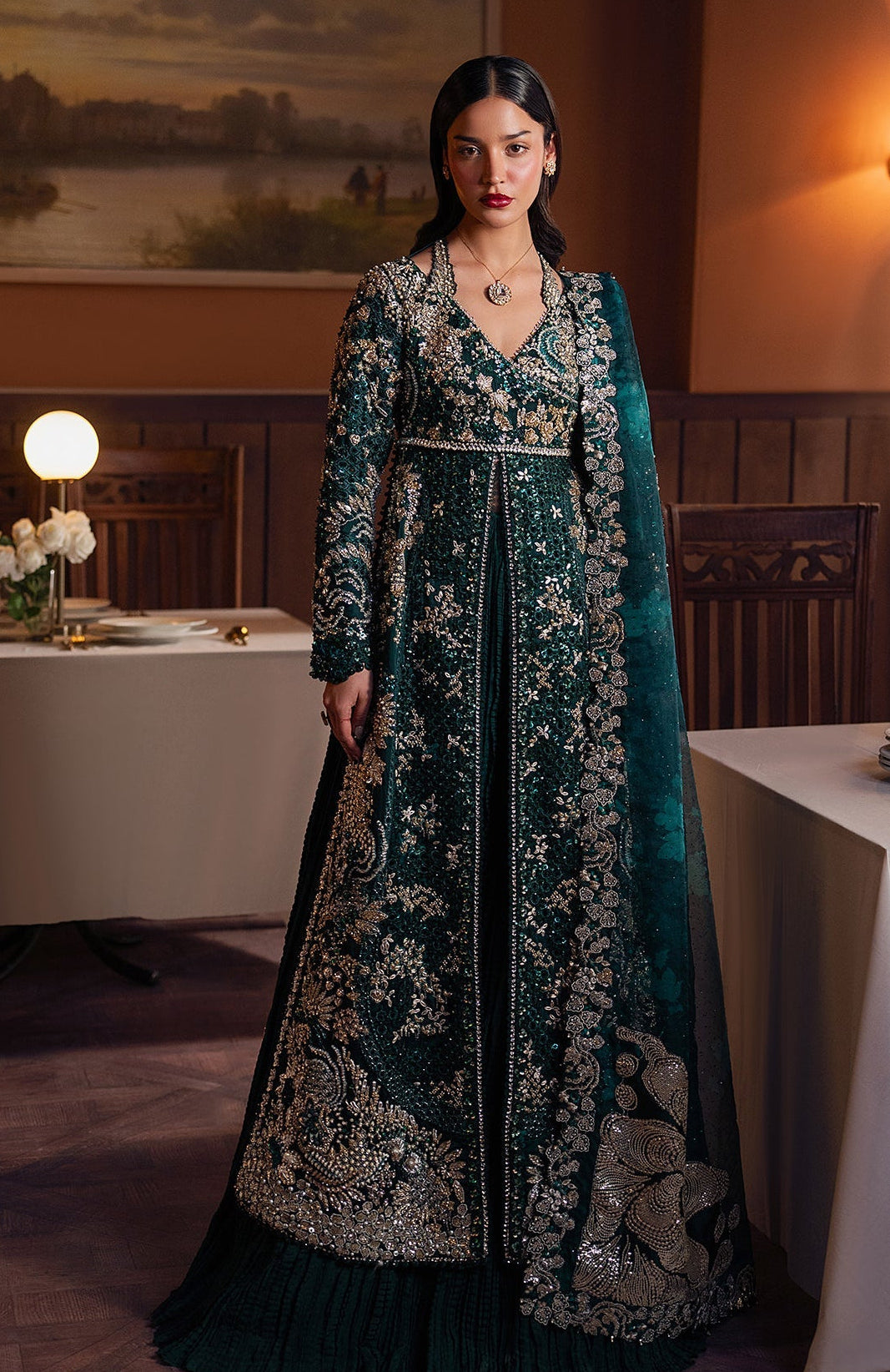 Zareenah Emerald Green Silk Pakistani Suit | Hand-Embellished Formal & Wedding Wear YourLibaas Zareenah Emerald Green Silk Pakistani Suit | Hand-Embellished Formal & Wedding Wear YourLibaas