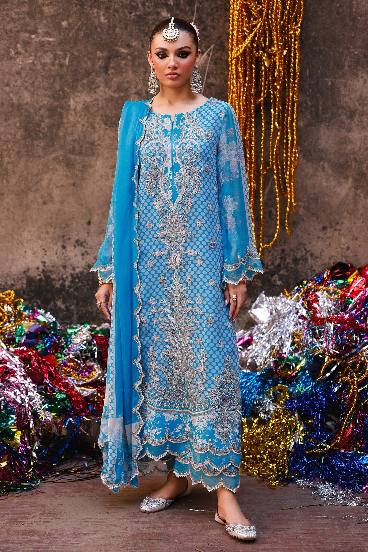 Charizma Vasal Turquoise Blue Chiffon Formal Pakistani Suit VSL25-20 YourLibaas Charizma Vasal Turquoise Blue Chiffon Formal Pakistani Suit VSL25-20 YourLibaas