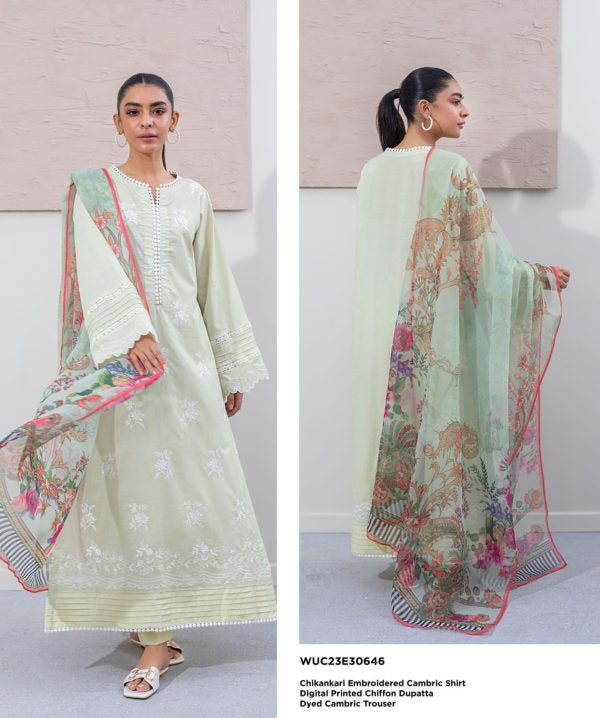 Zellbury Shirt Shalwar Dupatta – Cambric Suit - WUC23E30646