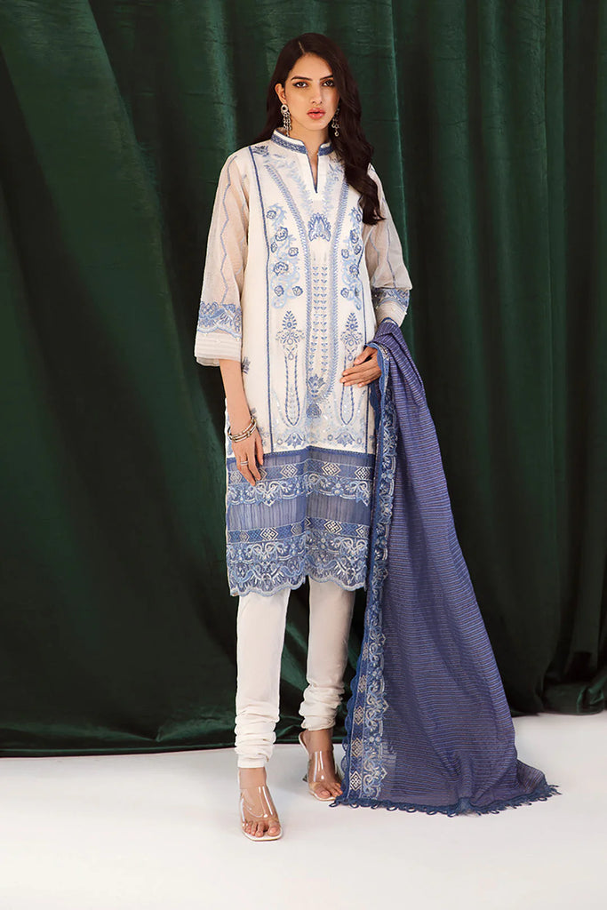 Zellbury Luxury Collection – Embroidered Shirt Shalwar Dupatta - White -0292 WULC23E30292