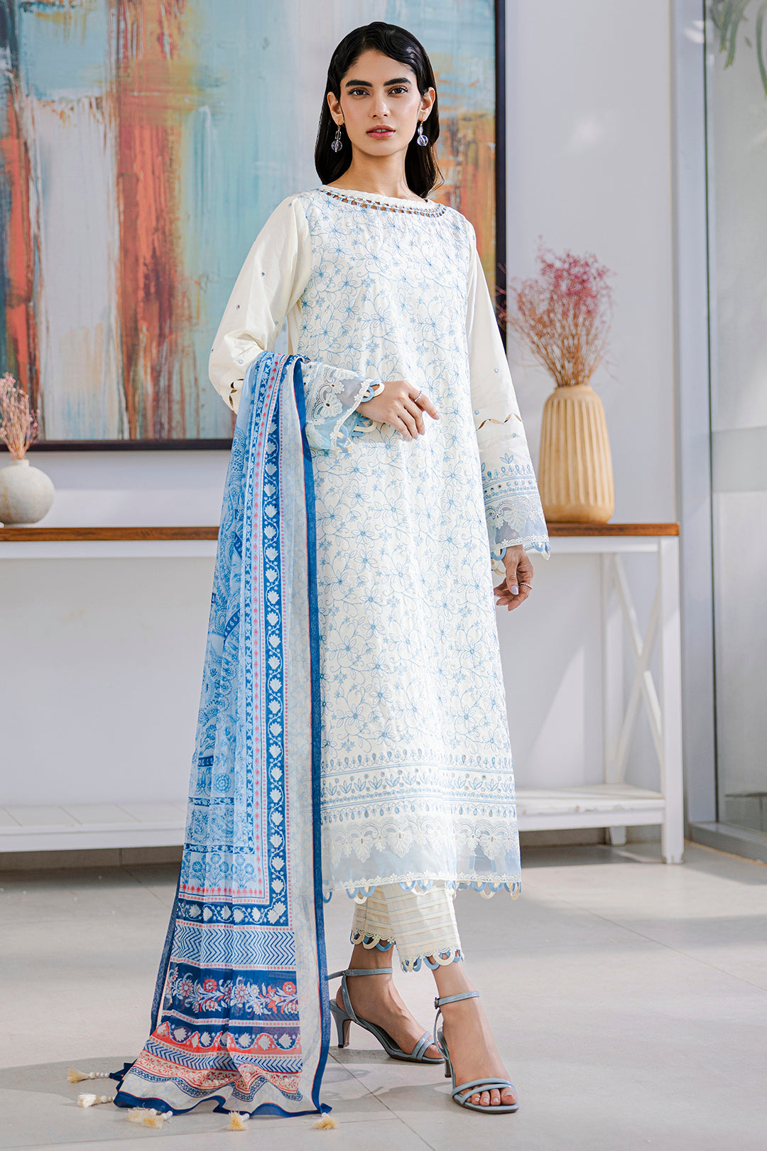 Zellbury Embroidered Off White Pakistani Lawn Suit - 805 | Elegant Chikankari Design YourLibaas Zellbury Embroidered Off White Pakistani Lawn Suit - 805 | Elegant Chikankari Design YourLibaas