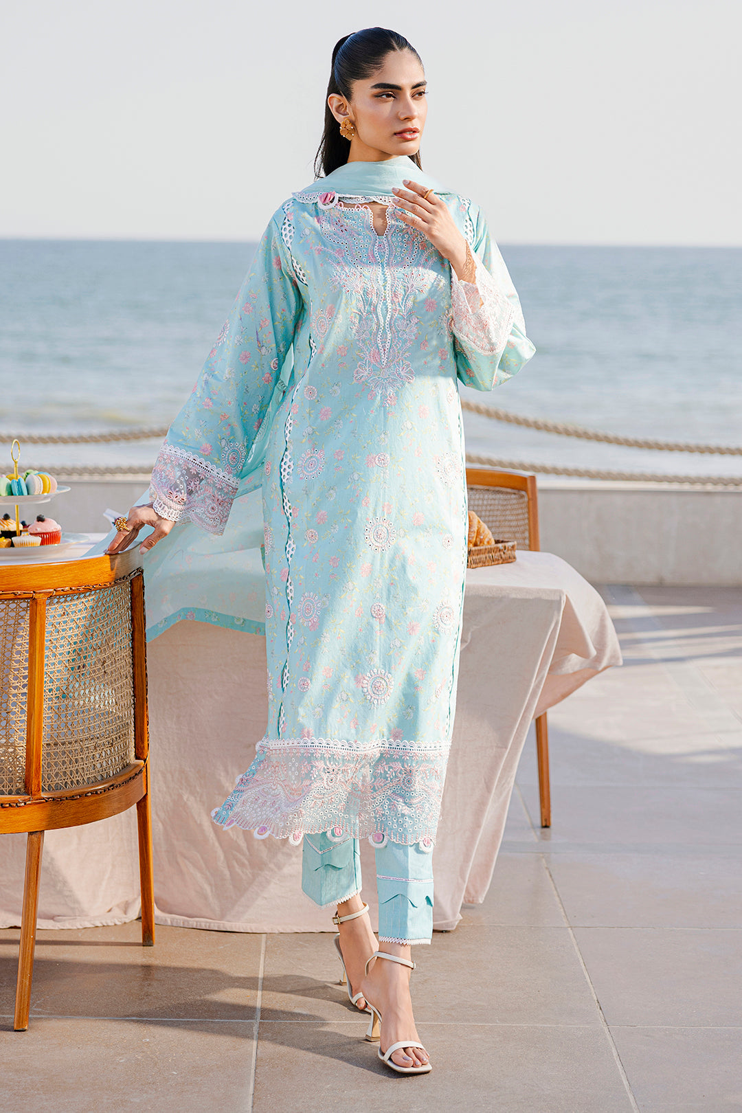 Zellbury 813: Turquoise Blue Pakistani Lawn Suit for Everyday Elegance – YourLibaas