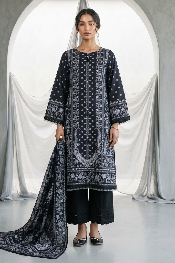 Zellbury Monochrome Lawn – Shirt Shalwar Dupatta - 1097