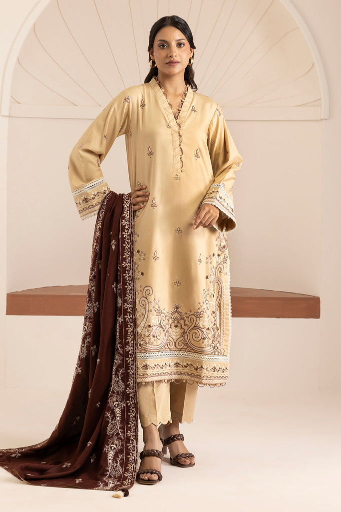 Zellbury Cotton Satin – Embroidered Shirt Shalwar Shawl - 0263