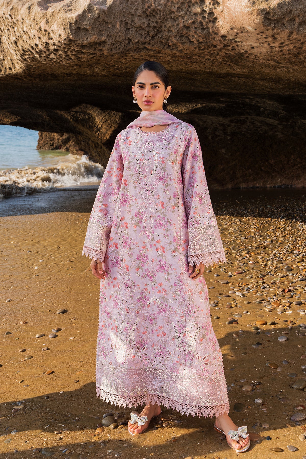 pink embroidered dress pakistani Fuchsia Pink Embroidered Gown With Sharara: Pakistani Engagement Dress