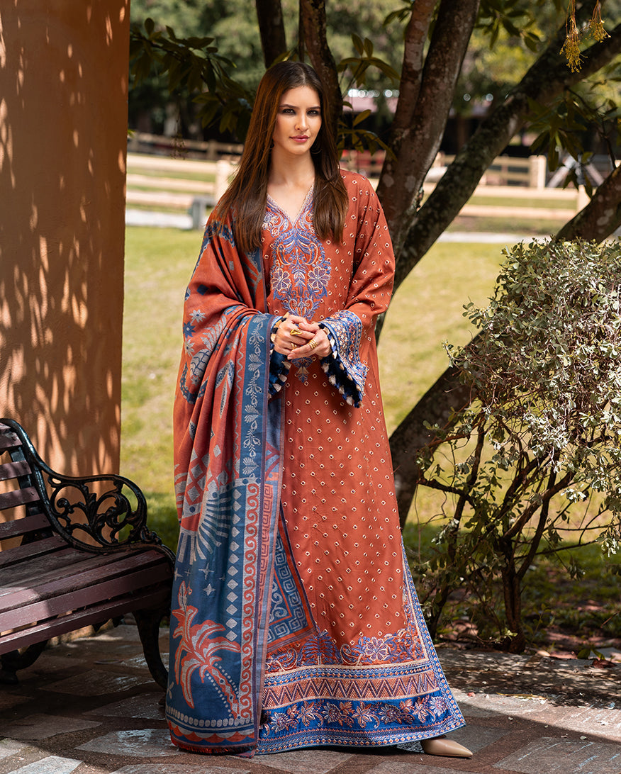 Mushq Broadway Brown Embroidered Khaddar Suit | Pakistani Winter Formal Wear YourLibaas Mushq Broadway Brown Embroidered Khaddar Suit | Pakistani Winter Formal Wear YourLibaas