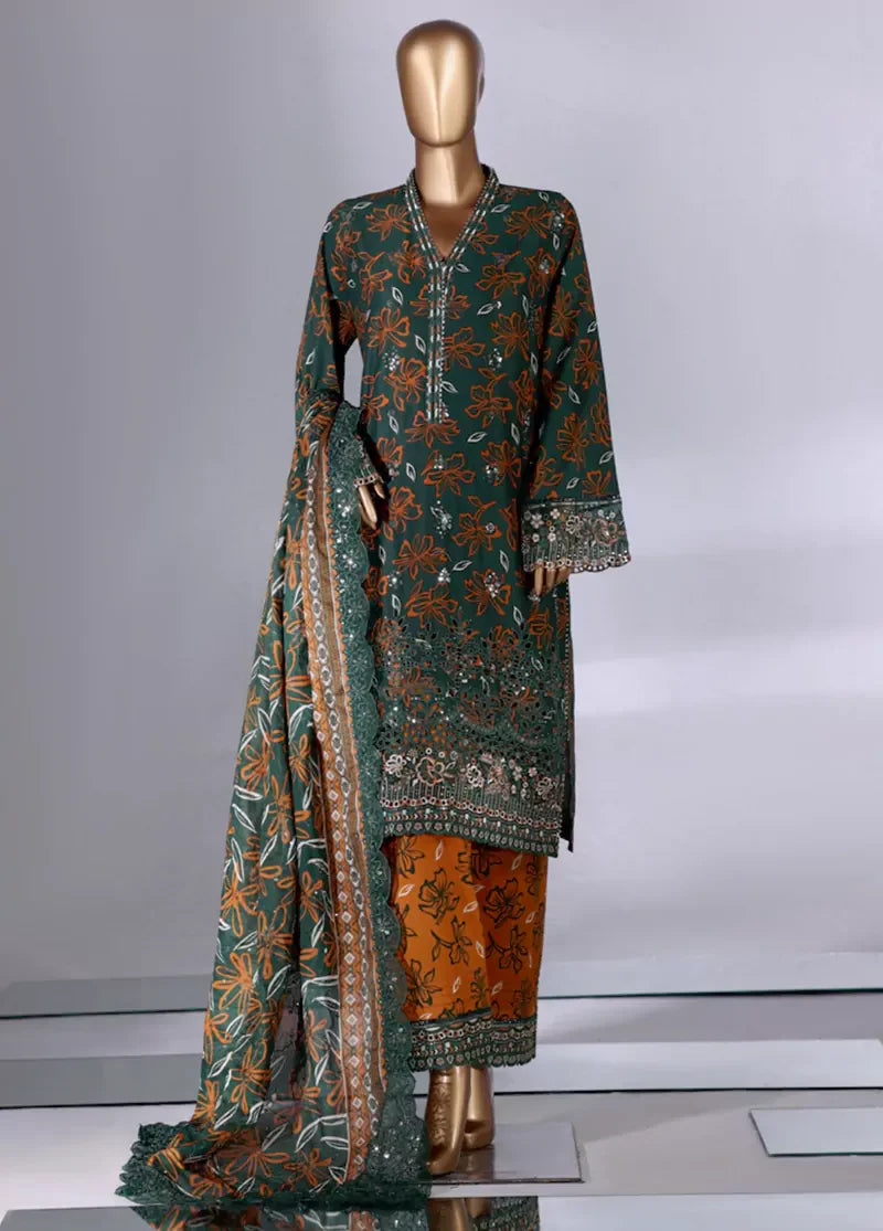 open lace back dress Green Embroidered Pakistani Lawn Suit