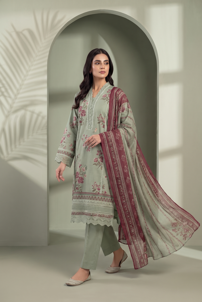Sadabahar Stitched Lawn 982 Green - model front