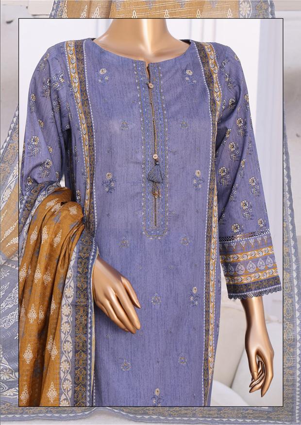 HZ Aashkaar RTW/Stitched Printed Embroidered Lawn 3PC Suit – D-11