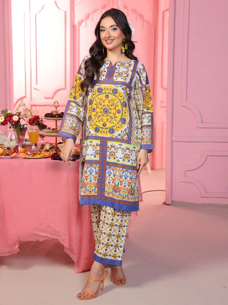 Isha & Aysha Khan 2Pc Lawn Prints – D-02