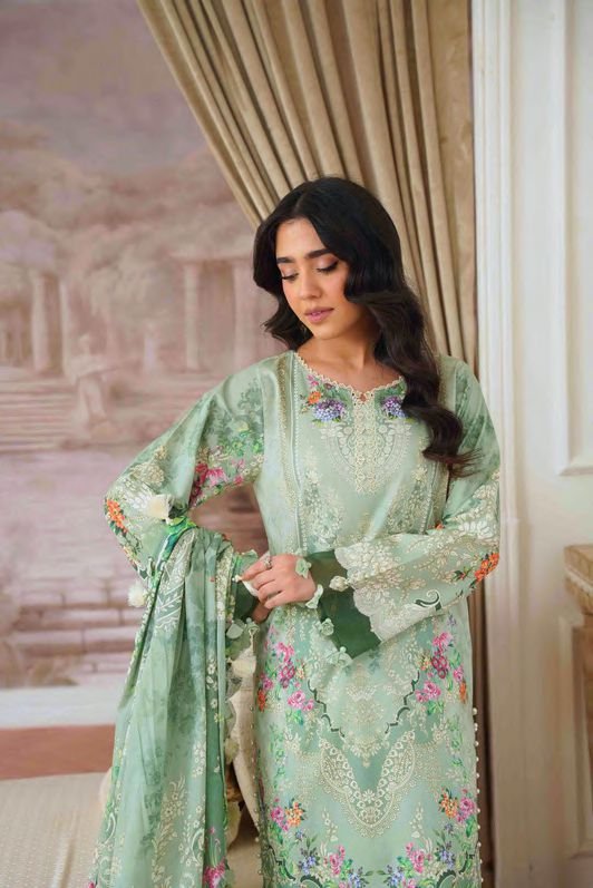 Paro Sea Green Pakistani Lawn Suit for Mehndi & Eid | Jade Dress ...