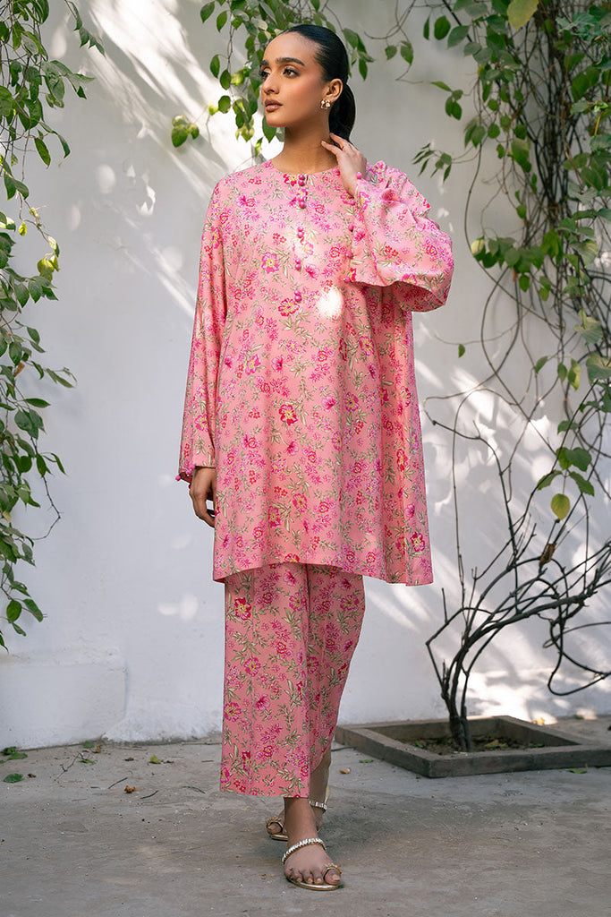 Cross Stitch Daily Wear – CORAL HAZE-2 PIECE PRINTED LINEN SUIT