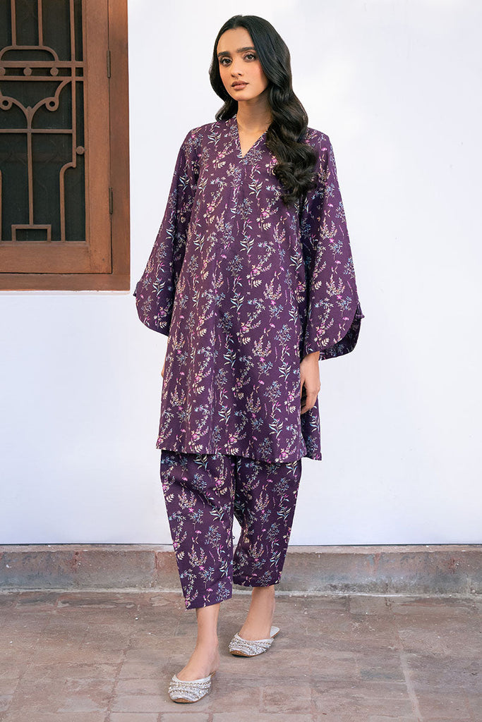 Cross Stitch Daily Wear – FROSTED PLUM-2 PIECE PRINTED KHADDAR SUIT
