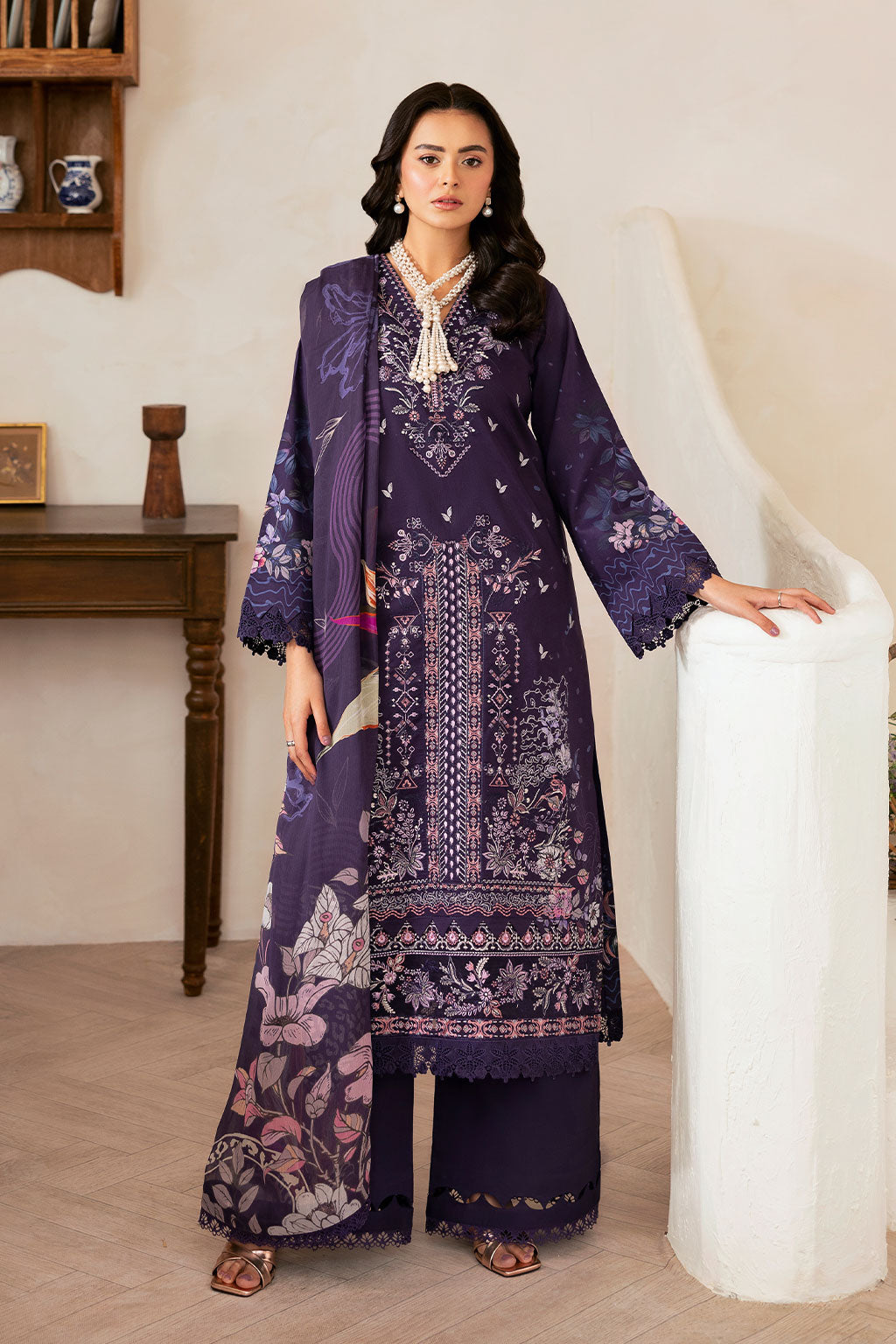Purple Pakistani Lawn Suit | Embroidered Unstitched Dress Material | Ramsha Summer Party Wear YourLibaas Purple Pakistani Lawn Suit | Embroidered Unstitched Dress Material | Ramsha Summer Party Wear YourLibaas