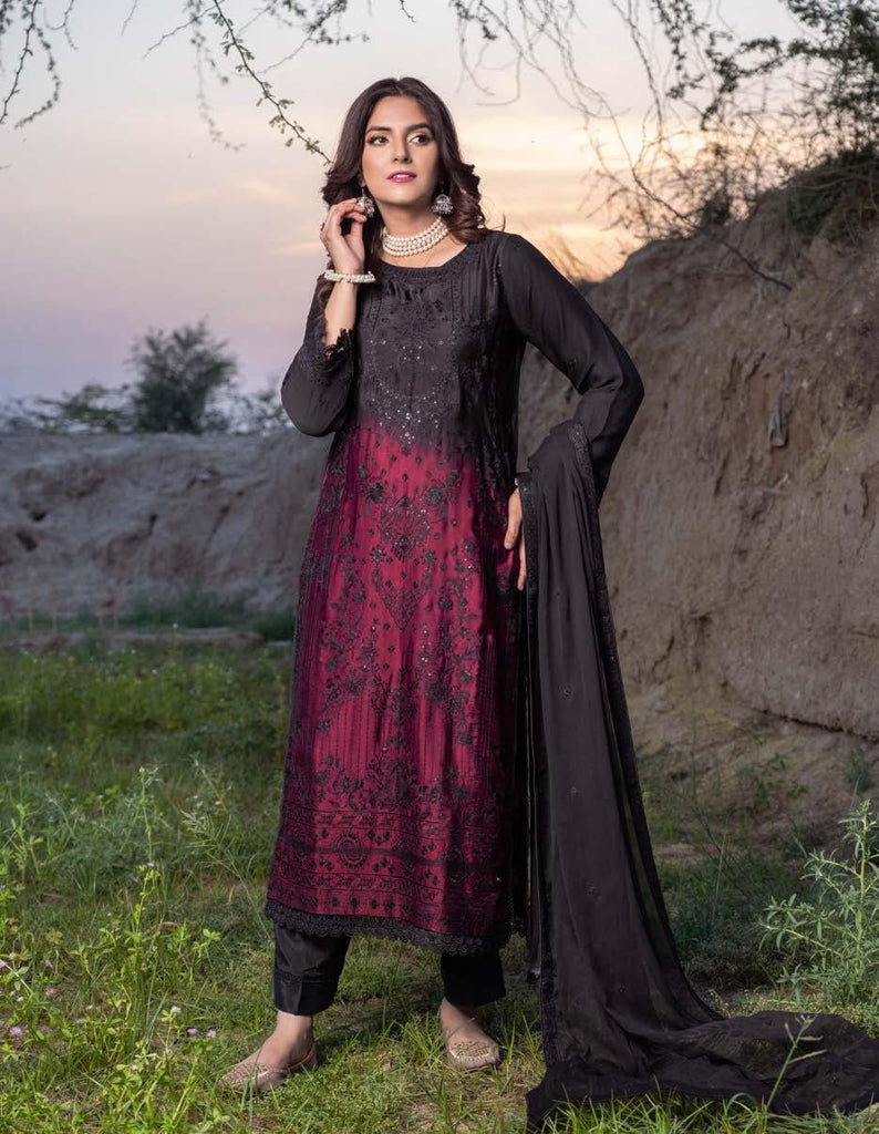 Ombre Luxury Shamooz Silk Pret/Stitched – D-09