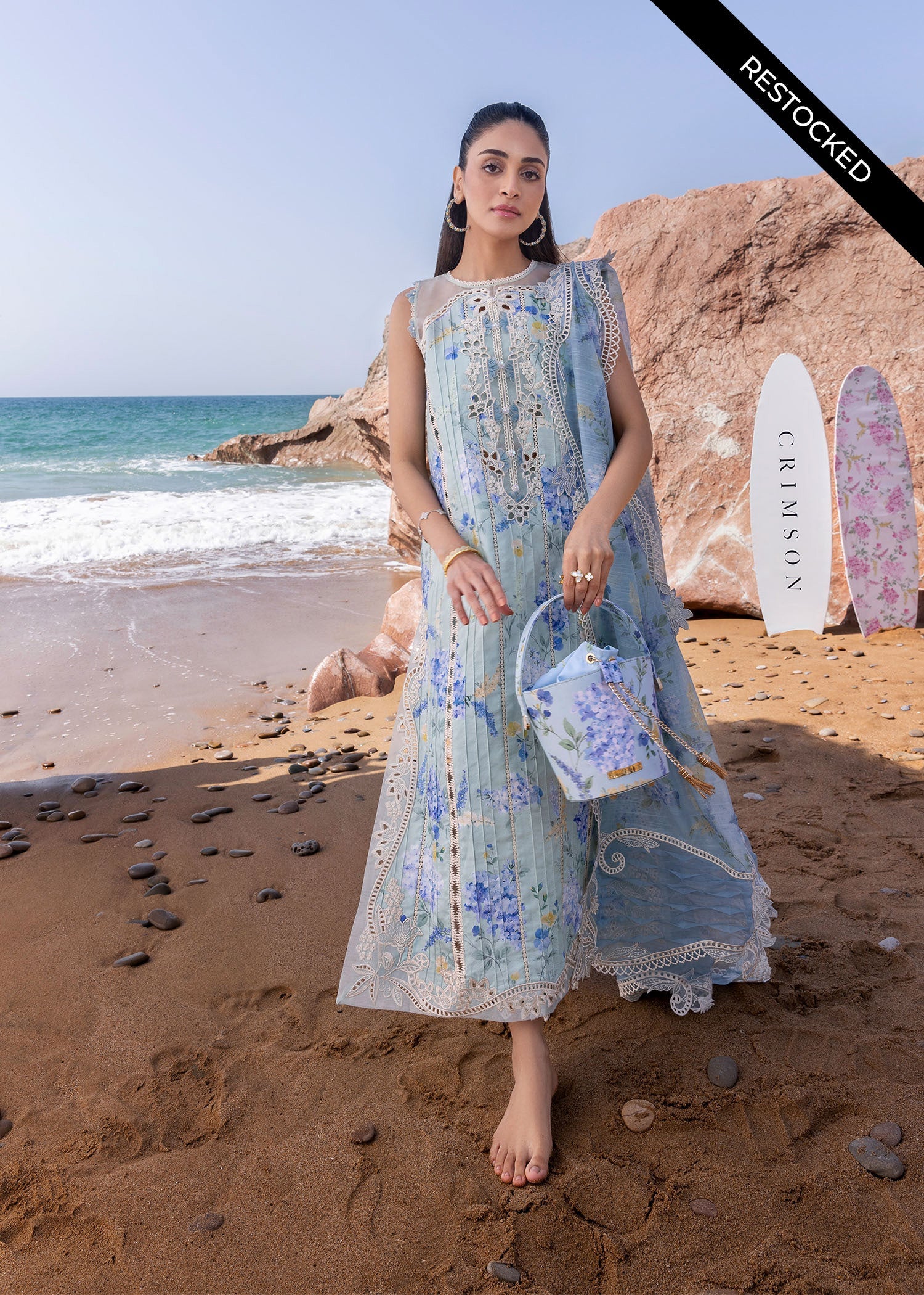 Crimson Flow Luxury Lawn Suit: Ocean Blue Pakistani Dress | D3 B YourLibaas Crimson Flow Luxury Lawn Suit: Ocean Blue Pakistani Dress | D3 B YourLibaas