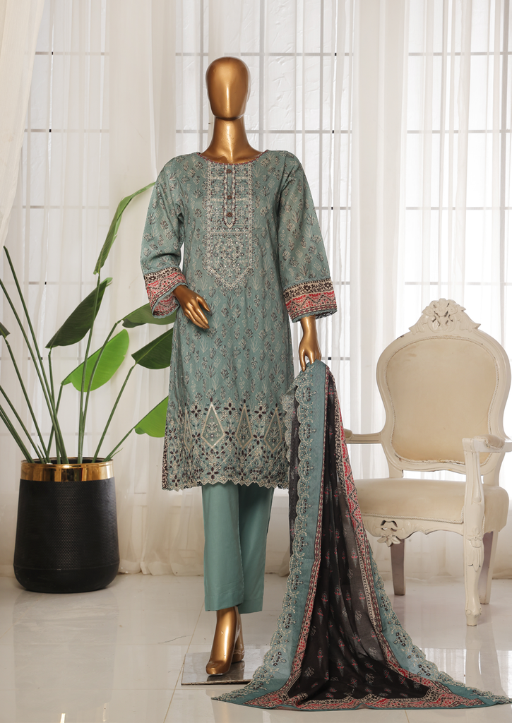 Riwayat RTW/Stitched Embroidered Lawn 3PC Suit – D-4