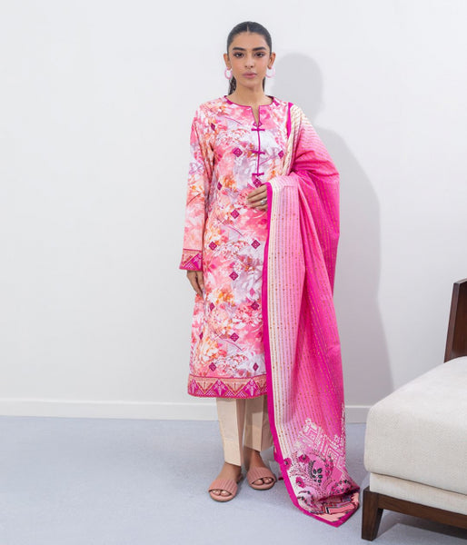 Zellbury Pink Printed Embroidered Cambric 2023 Unstitched