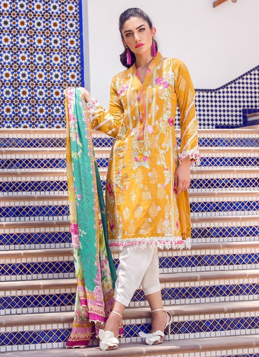 Farah Talib Aziz Luxe Eid Lawn Collection 2018 Safrah FTA04